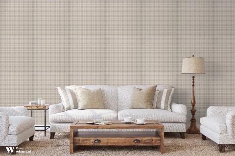 Brunschwig Plaid Dove/Mocha Wallpaper - Brunschwig & Fils