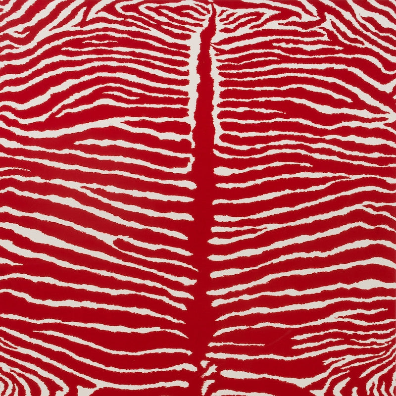 Le Zebre Red Wallpaper - Brunschwig & Fils