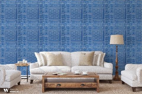 Bombay Colbalt Wallpaper - Brunschwig & Fils