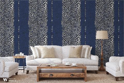 Leopard Blue Wallpaper - Brunschwig & Fils