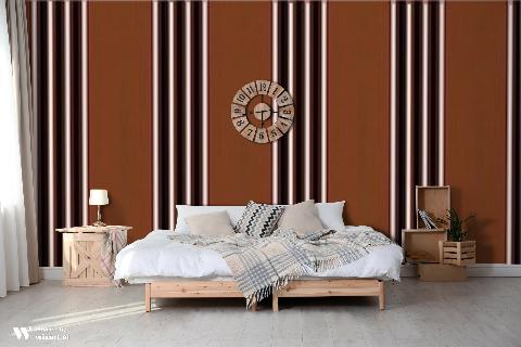 Rayure Lione Chocolate Wallpaper - Brunschwig & Fils