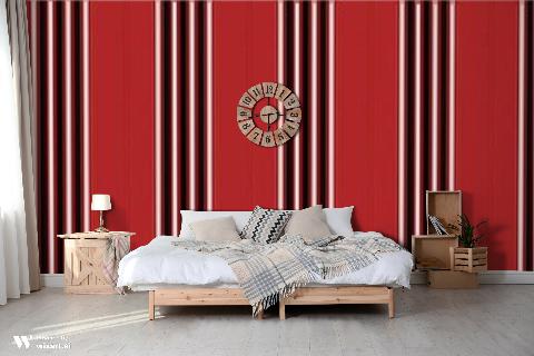 Rayure Lione Red Wallpaper - Brunschwig & Fils