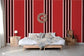 Rayure Lione Red Wallpaper - Brunschwig & Fils