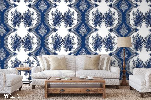 Coppelia Blue Wallpaper - Brunschwig & Fils