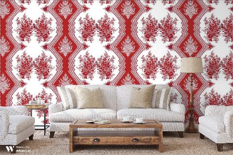 Coppelia Red Wallpaper - Brunschwig & Fils