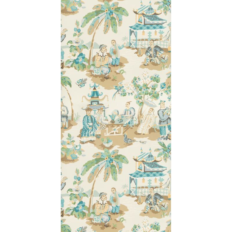 Xian Seafoam/Sand Wallpaper - Brunschwig & Fils