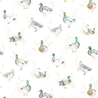 Paddling Ducks Cream Fabric