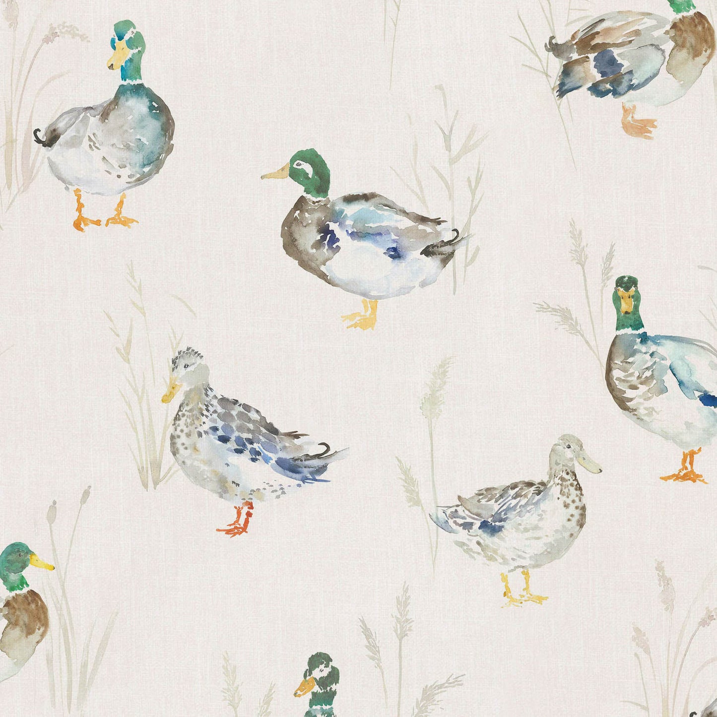 Paddling Ducks Linen Fabric