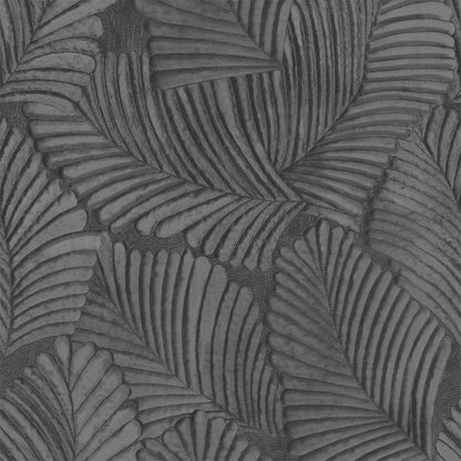 Palmeria Vinyl Wallpaper - Black - Paoletti