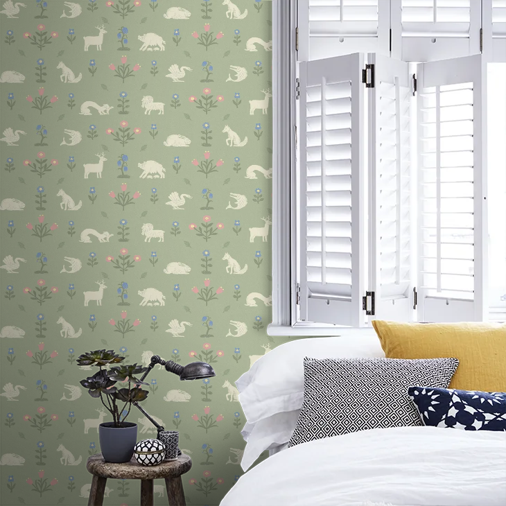 Pargetting Wallpaper - Green - Petronella Hall