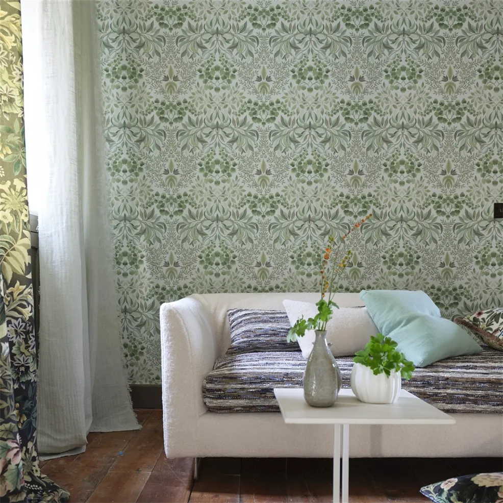 Karakusa Eau De Nil Room Wallpaper