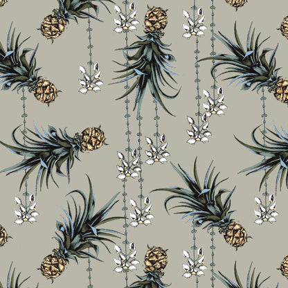 Pineapple And Petals Fabric - Driftwood - Petronella Hall