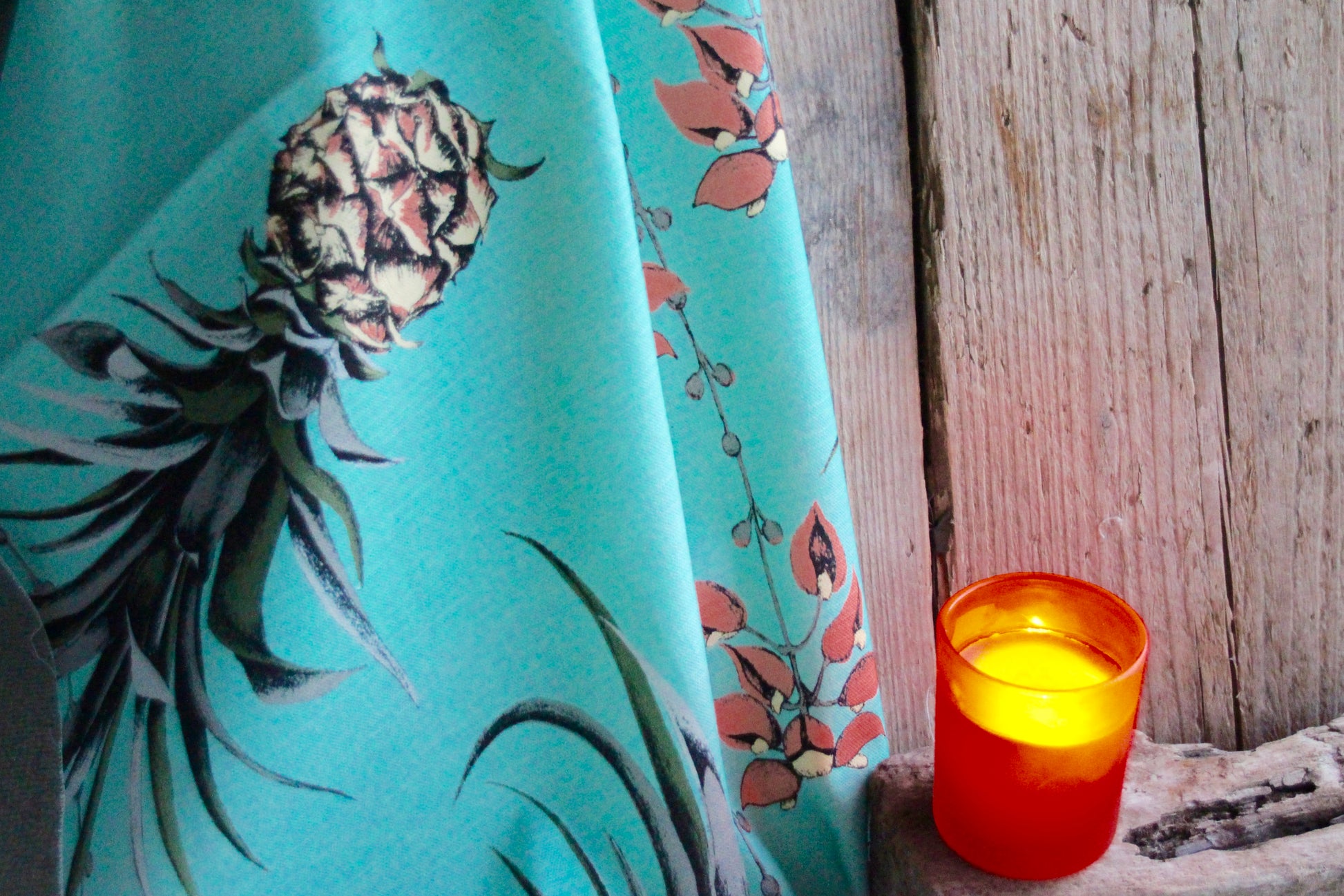 Pineapple And Petals Fabric - Ocean - Petronella Hall