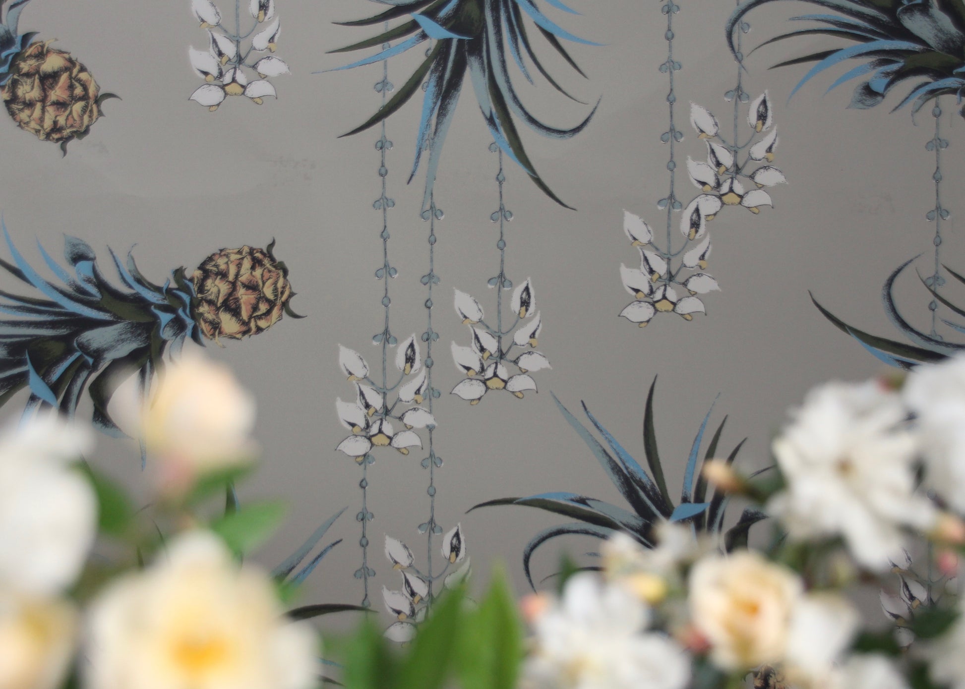 Pineapple And Petals Wallpaper - Driftwood - Petronella Hall