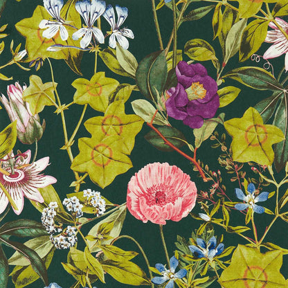 Passiflora Wallpaper - Emerald - Clarke & Clarke