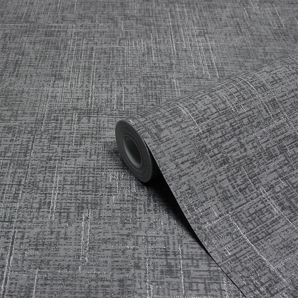 Serafina Vinyl Wallpaper - Charcoal - Paoletti