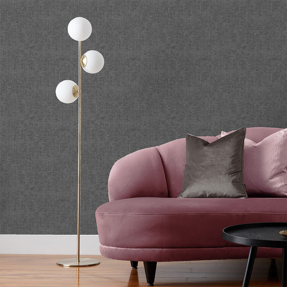 Serafina Vinyl Wallpaper - Charcoal - Paoletti