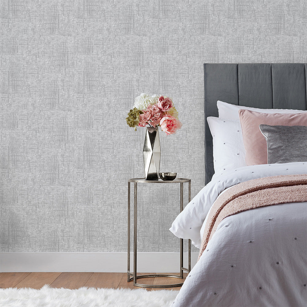 Serafina Vinyl Wallpaper - Silver - Paoletti