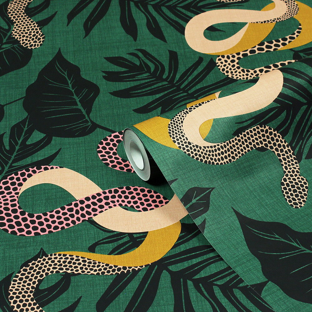 Serpentine Wallpaper - Green - Furn