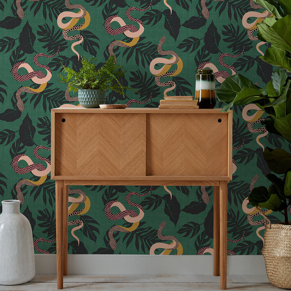 Serpentine Wallpaper - Green - Furn