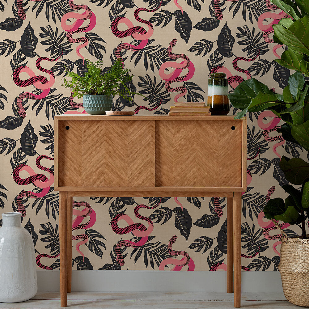Serpentine Wallpaper - Pink - Furn