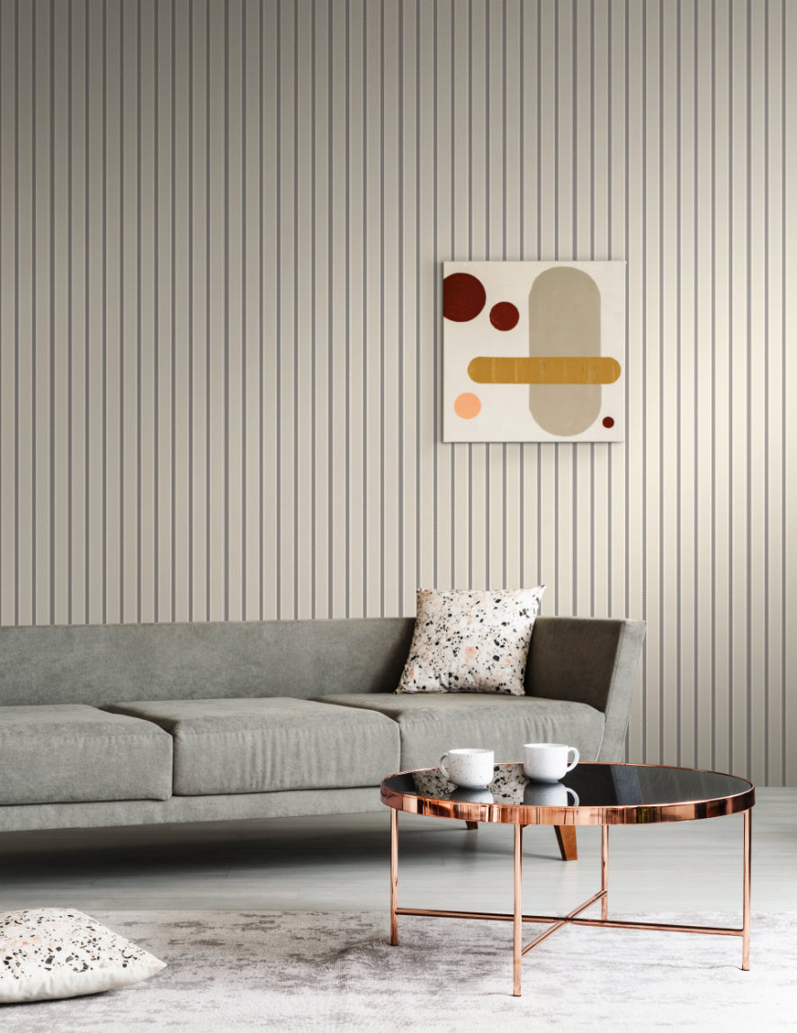 Ticking Stripe Wallpaper - Elephant - Ohpopsi