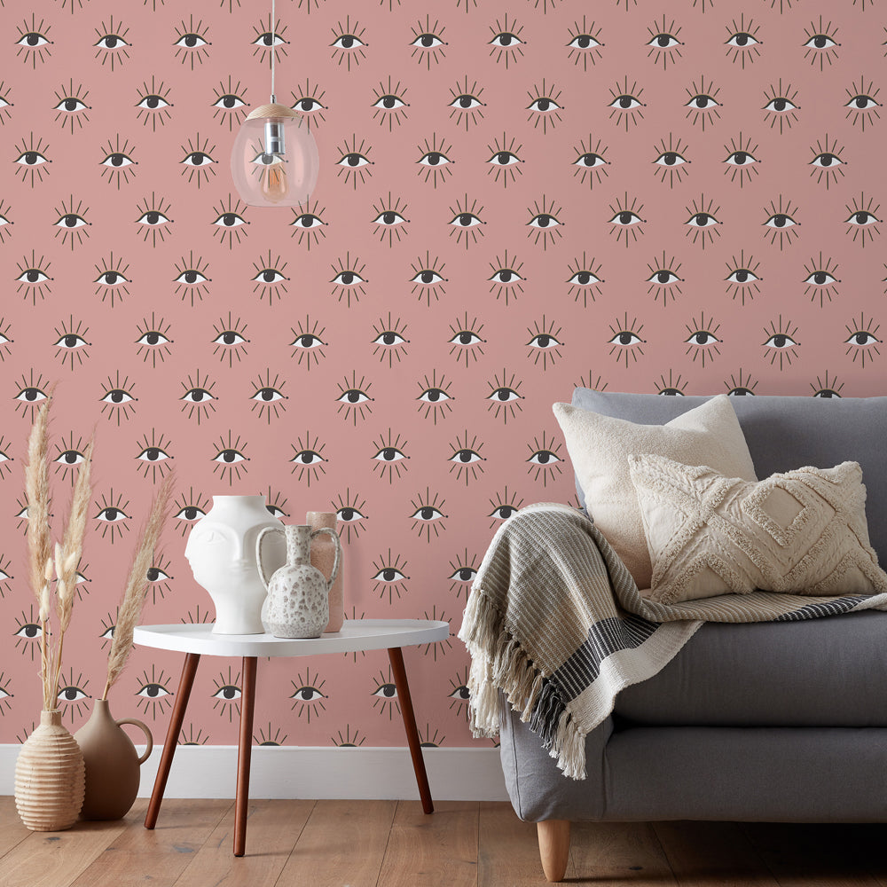 Theia Gold Foil Wallpaper - Blush - Furn