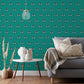 Theia Gold Foil Wallpaper - Turquoise - Furn