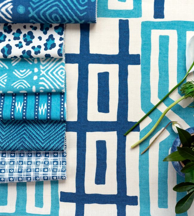 Herringbone Resist Room Fabric - Blue