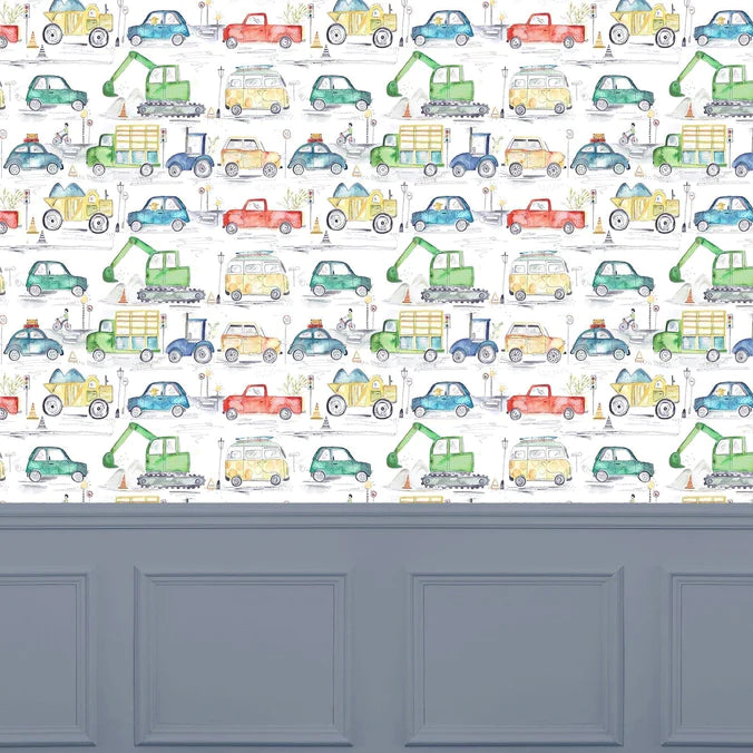 Traffic Jam Dusk Wide-Width Room Wallpaper