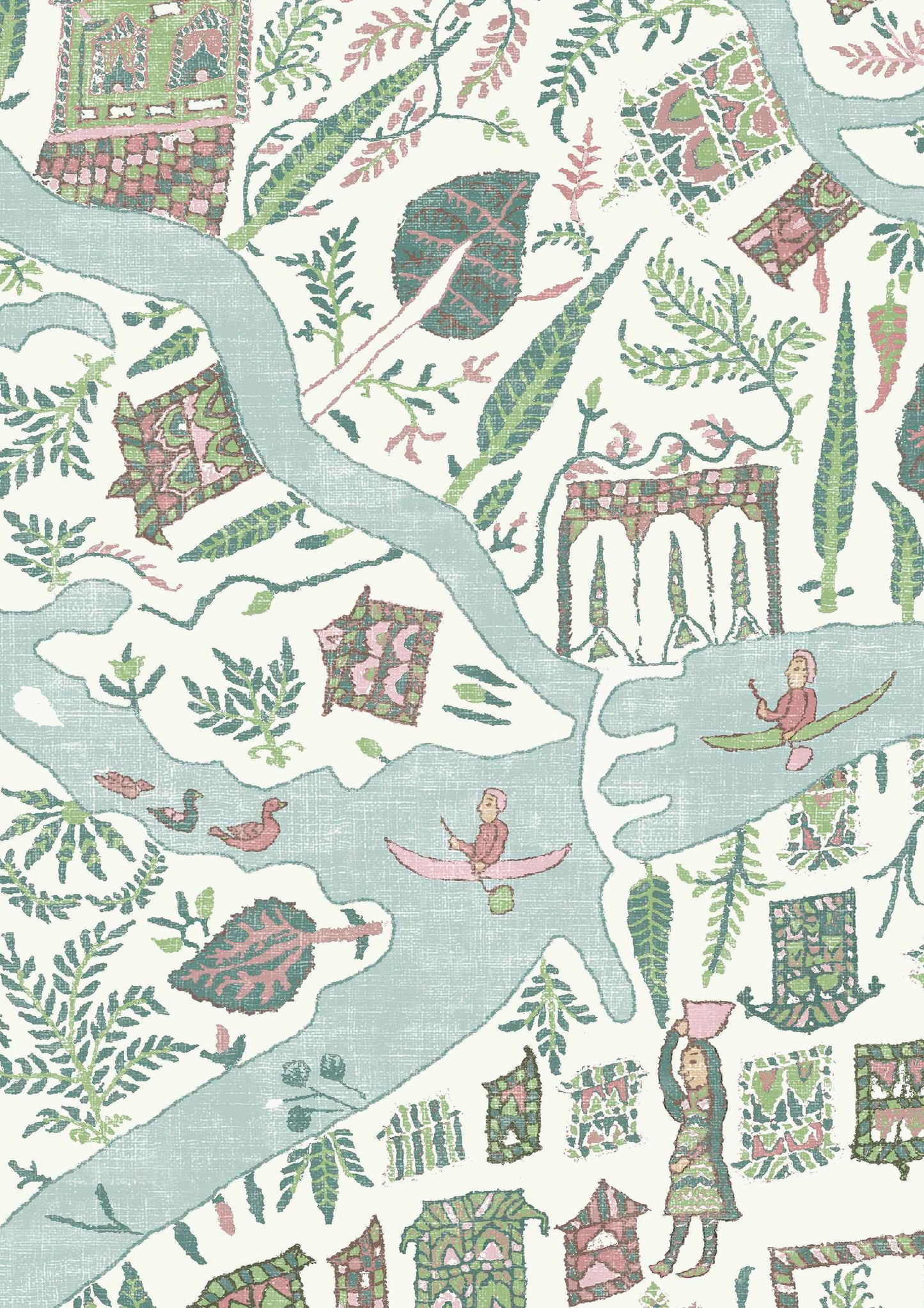 Utopia Wallpaper - Pistachio Rose - Lewis & Wood