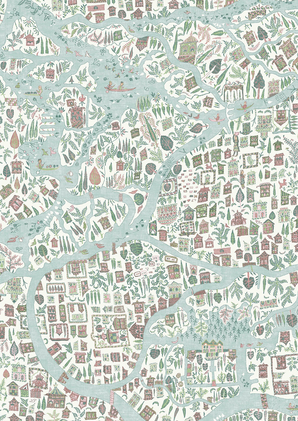 Utopia Wallpaper - Pistachio Rose - Lewis & Wood