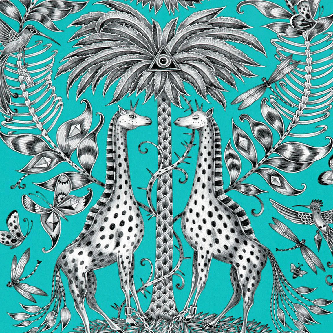 Emma J Shipley Kruger Wallpaper - Teal