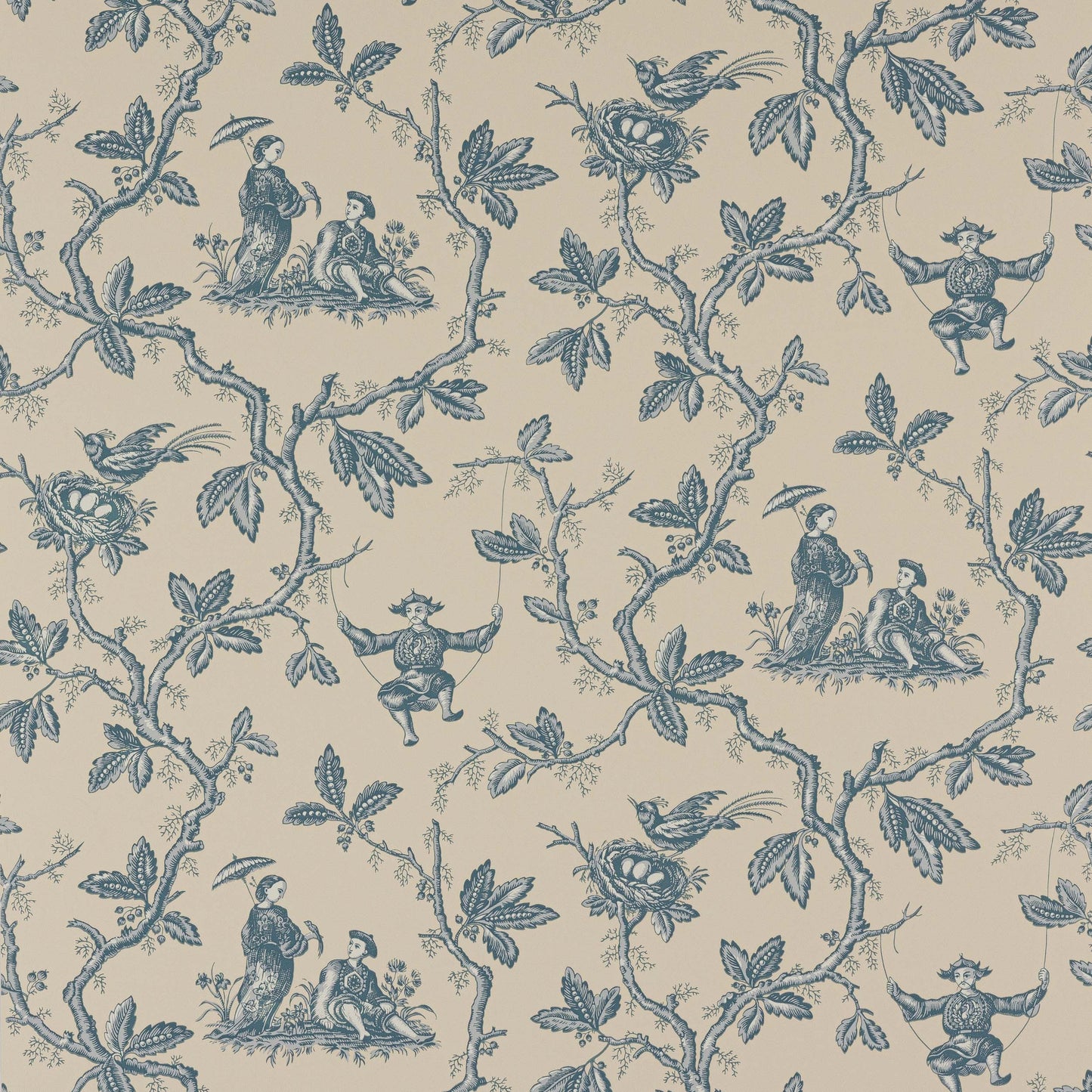 Toile Chinoise Wallpaper - Blue - Colefax & Fowler