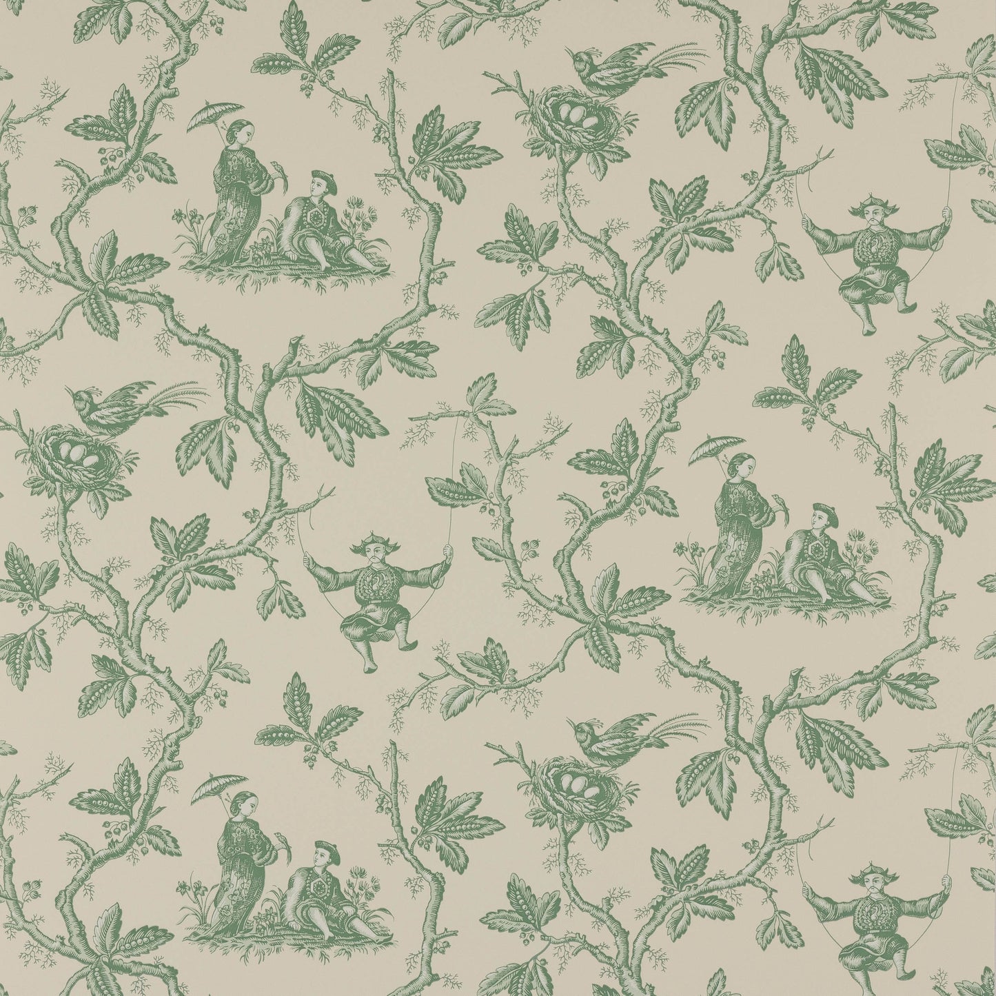 Toile Chinoise Wallpaper - Green - Colefax & Fowler