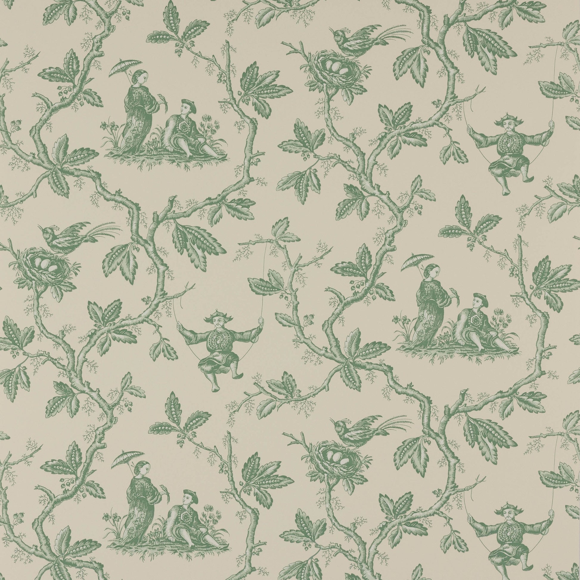 Muriva Oakley Toile Wallpaper  201502  GreenWhite