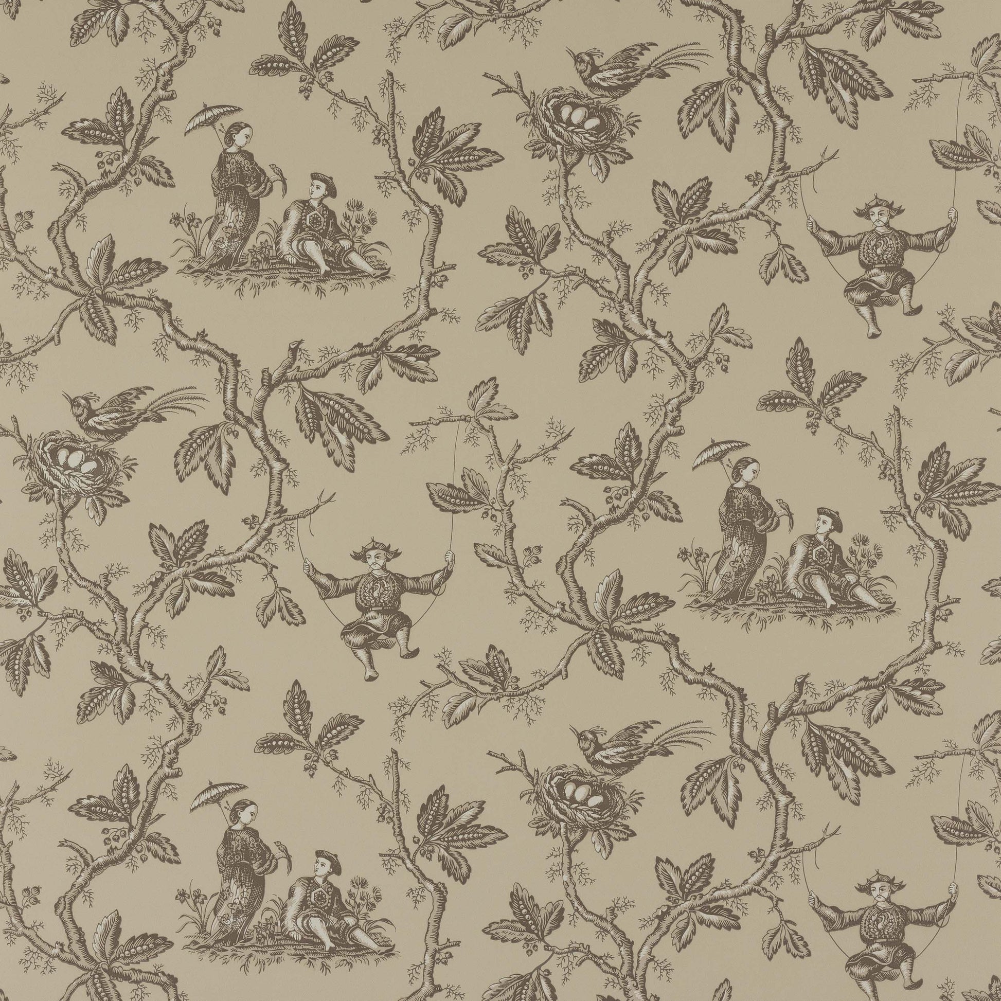 Toile Chinoise Wallpaper - Gray - Colefax & Fowler