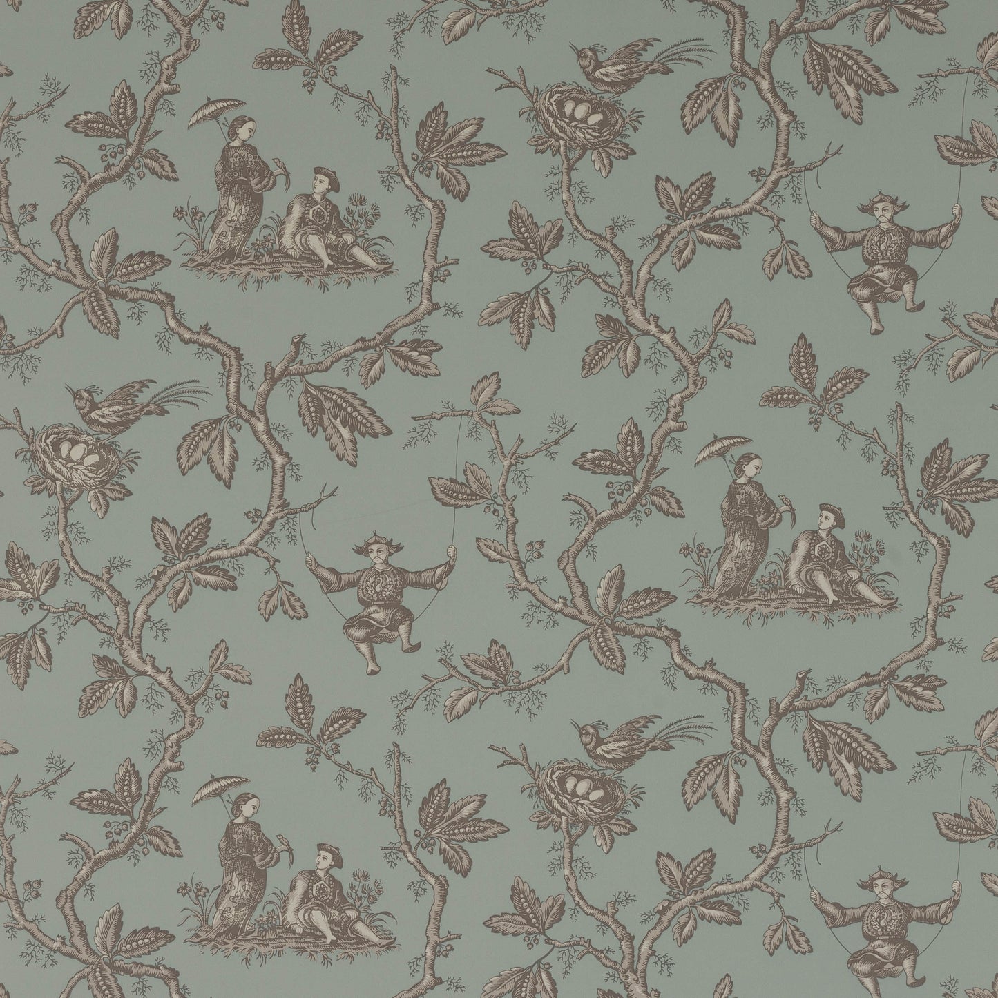 Toile Chinoise Wallpaper - Teal - Colefax & Fowler