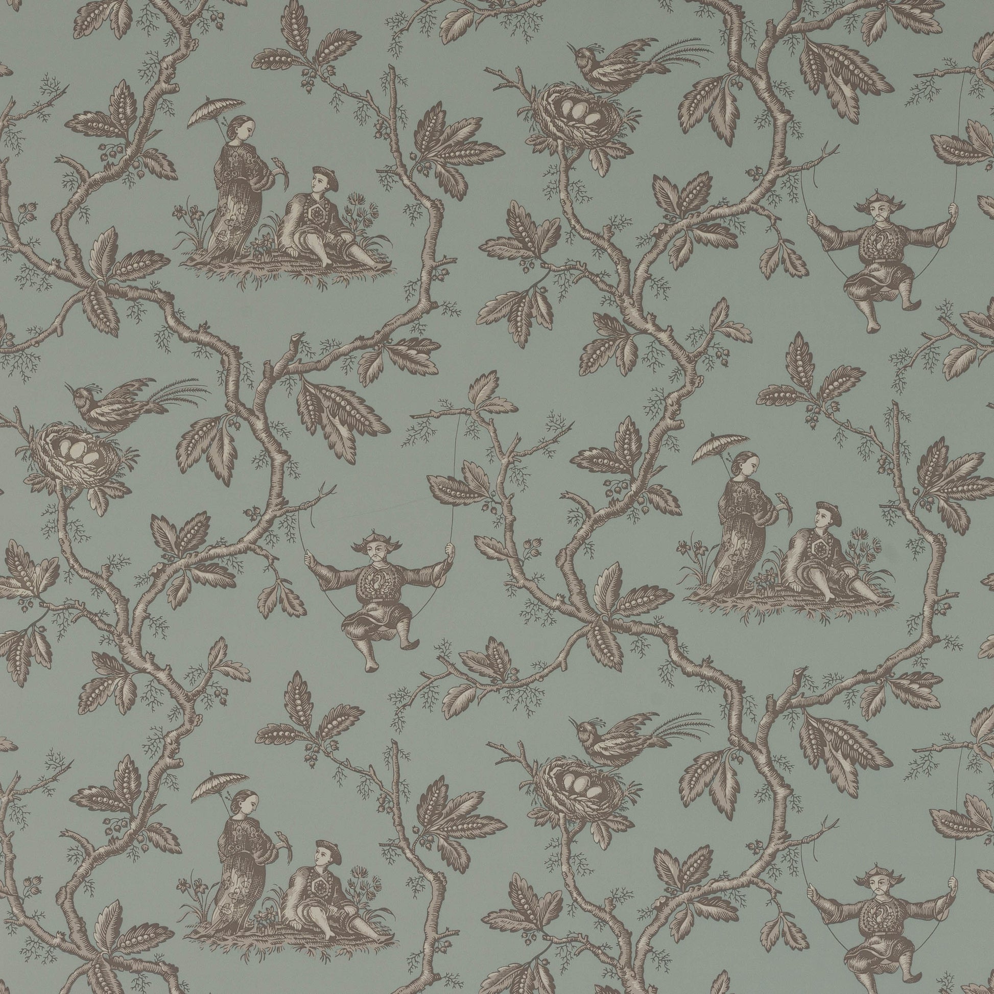 Toile Chinoise Wallpaper - Teal - Colefax & Fowler