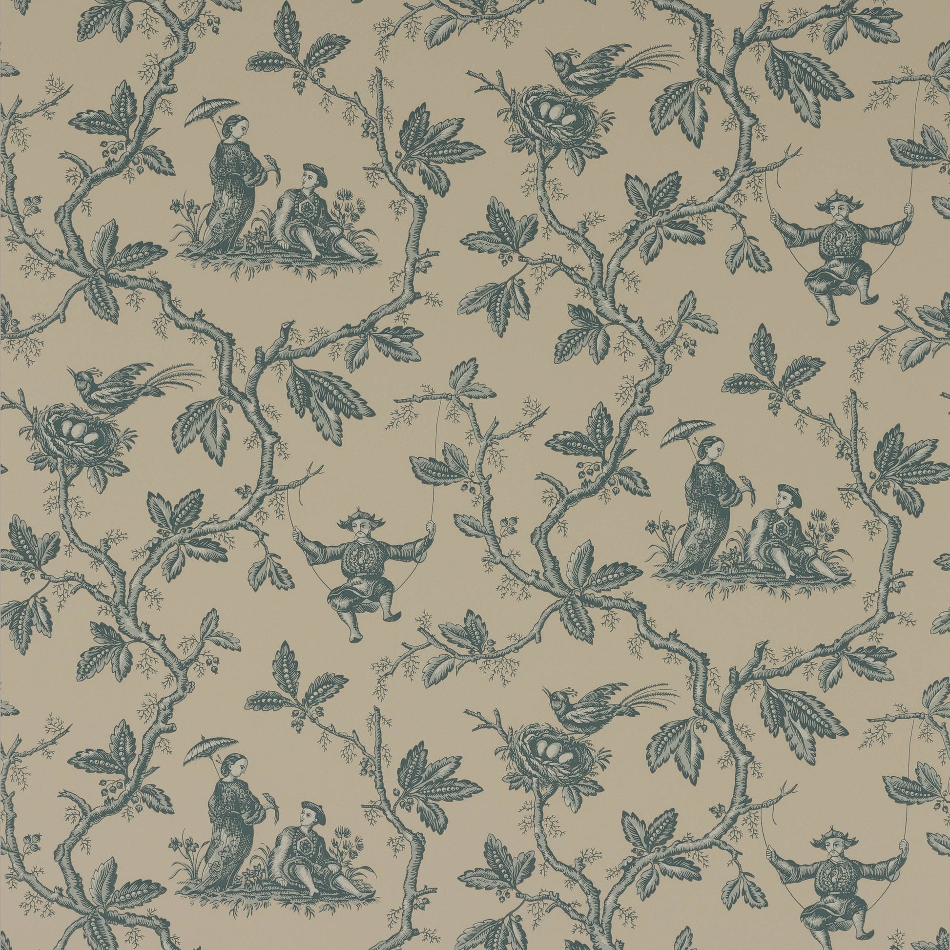 Toile Chinoise Wallpaper - Blue - Colefax & Fowler