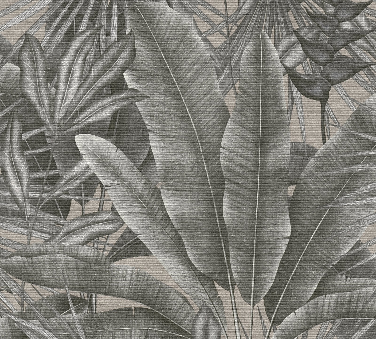 Welcome Home Tropical Leaves Wallpaper - Gray - Galerie