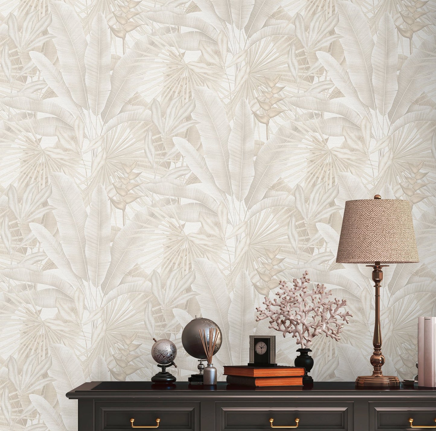 Welcome Home Tropical Leaves Wallpaper - Cream - Galerie