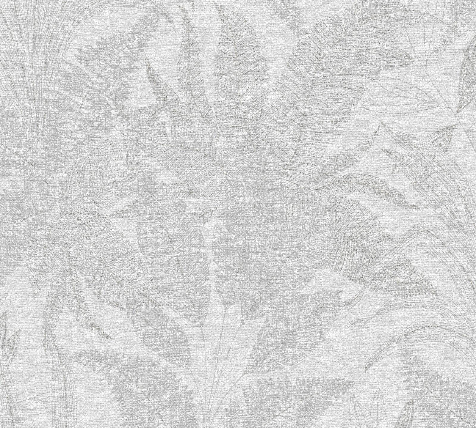 Welcome Home Botanical Leaves Wallpaper - Silver - Galerie