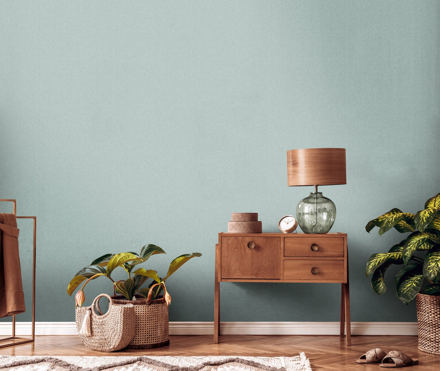 Welcome Home Plain Wallpaper - Teal - Galerie