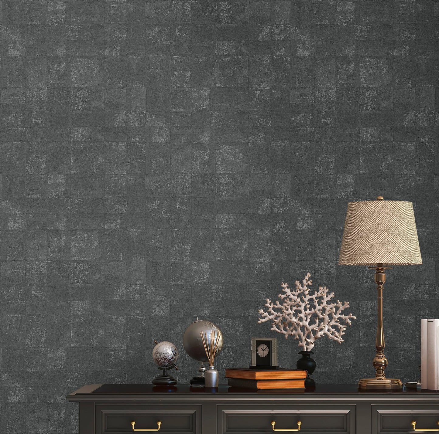 Welcome Home Squares Wallpaper - Black - Galerie