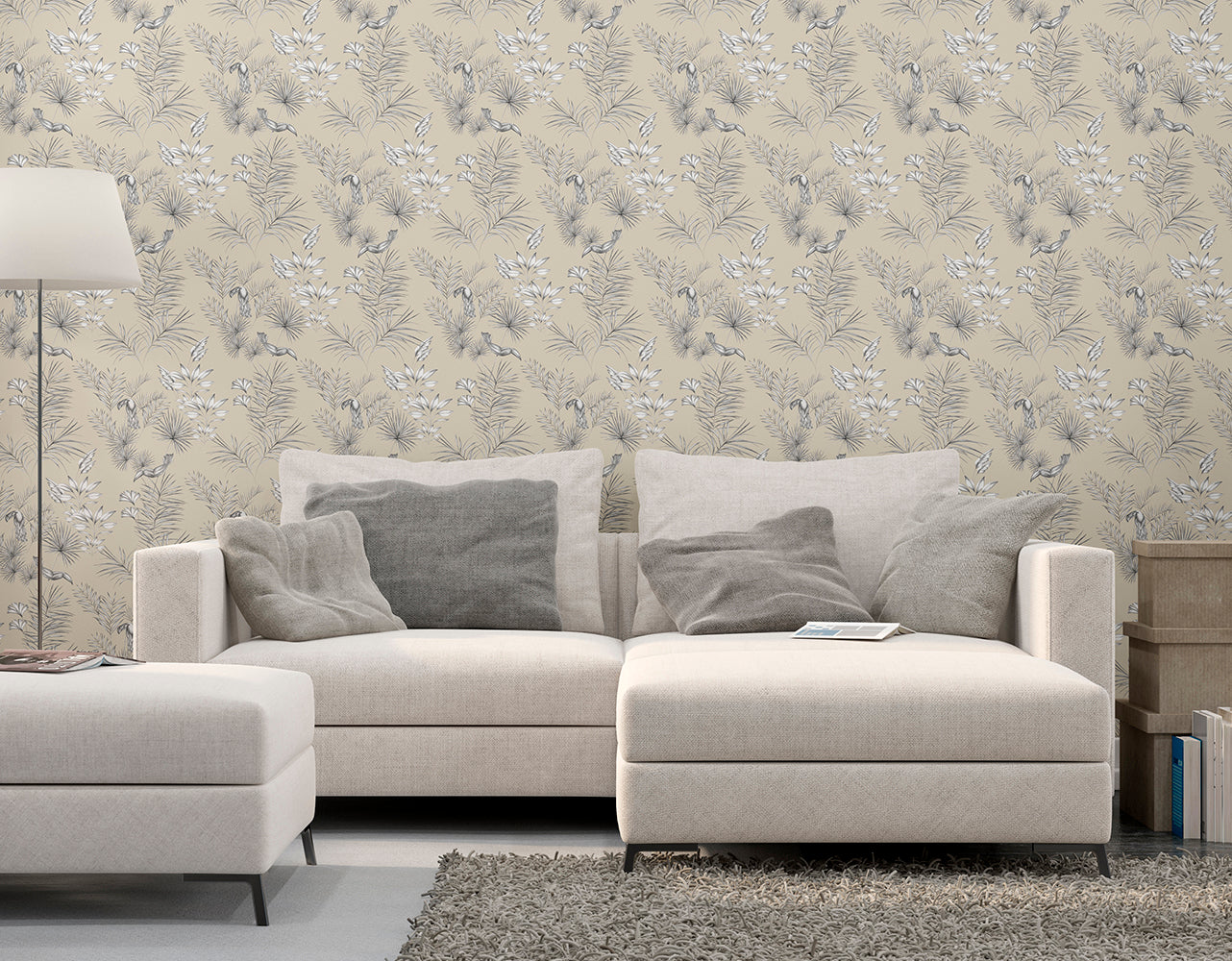 Toucan Wallpaper - Toile Linen - Ohpopsi