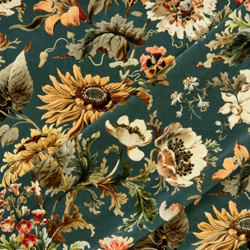AVALON Velvet Fabric - Teal - House of Hackney