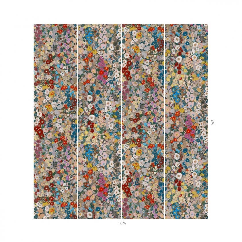 HOLLYHOCKS Wallpaper - Multicolor - House of Hackney