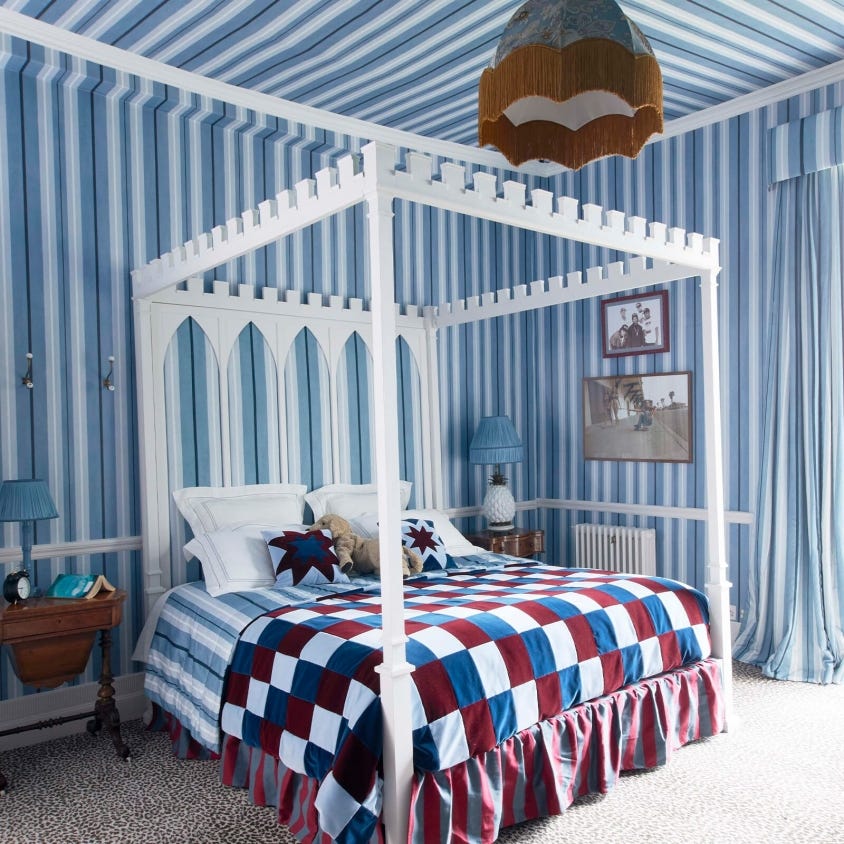 LAURISTON STRIPE Wallpaper - Blue - House of Hackney