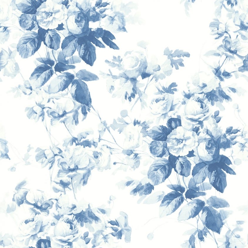 LONDON ROSE Wallpaper - Blue - House of Hackney